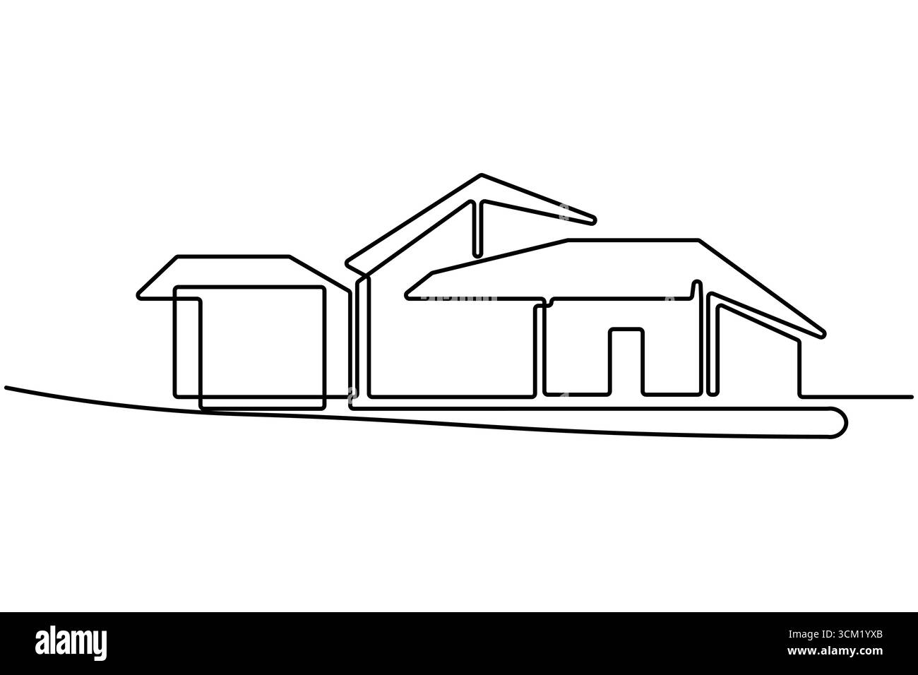 Dessin d'une ligne d'immeuble de bureaux contemporain Illustration de Vecteur