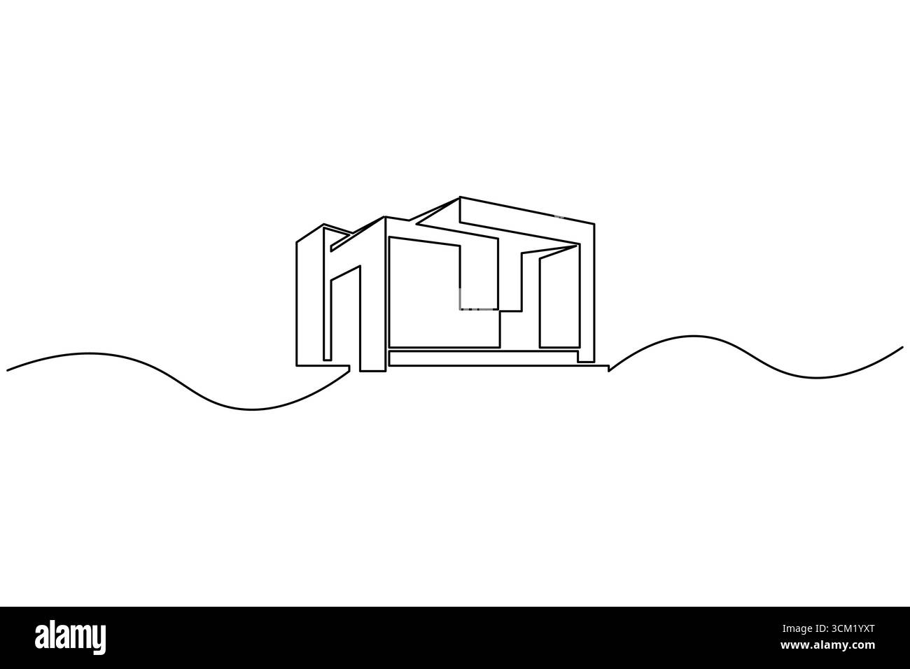 Dessin d'une ligne d'immeuble de bureaux contemporain Illustration de Vecteur