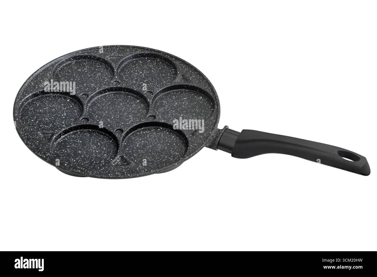 Poêle anti-adhésive ronde pour les crêpes, isolé sur fond blanc Banque D'Images