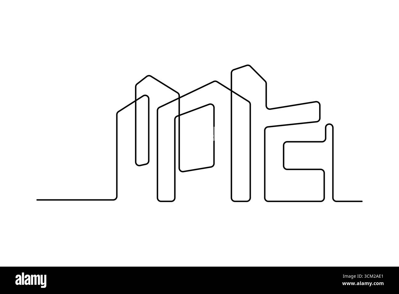 Dessin d'une ligne d'immeuble de bureaux contemporain Illustration de Vecteur