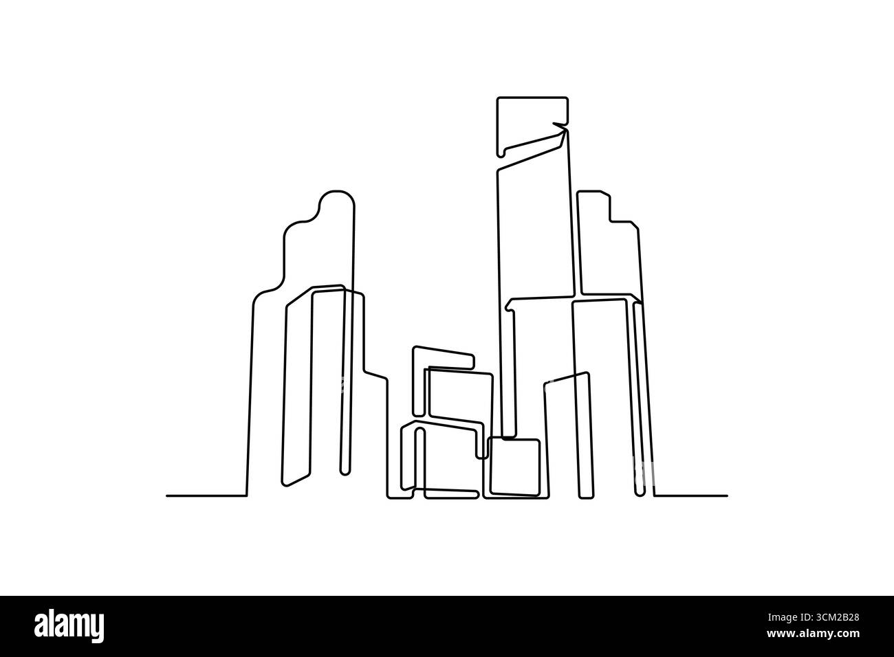 Dessin d'une ligne d'immeuble de bureaux contemporain Illustration de Vecteur