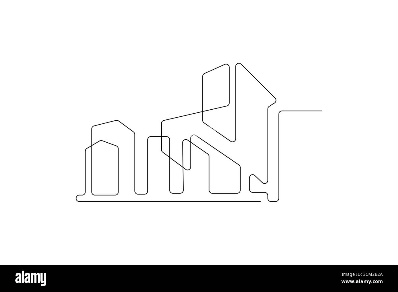 Dessin d'une ligne d'immeuble de bureaux contemporain Illustration de Vecteur