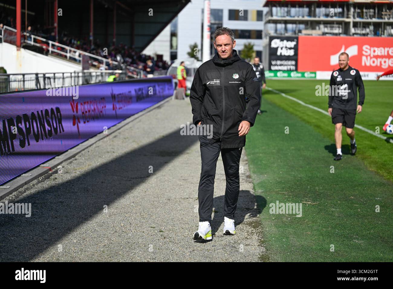 Bryne 20250914. Entraîneur de football pour Bryne Ole Kevin Knappen. Le match de football d'élite entre Bryne et Tromsø au stade Bryne. Photo : Carina Johansen / NTB ce texte est traduit automatiquement Banque D'Images