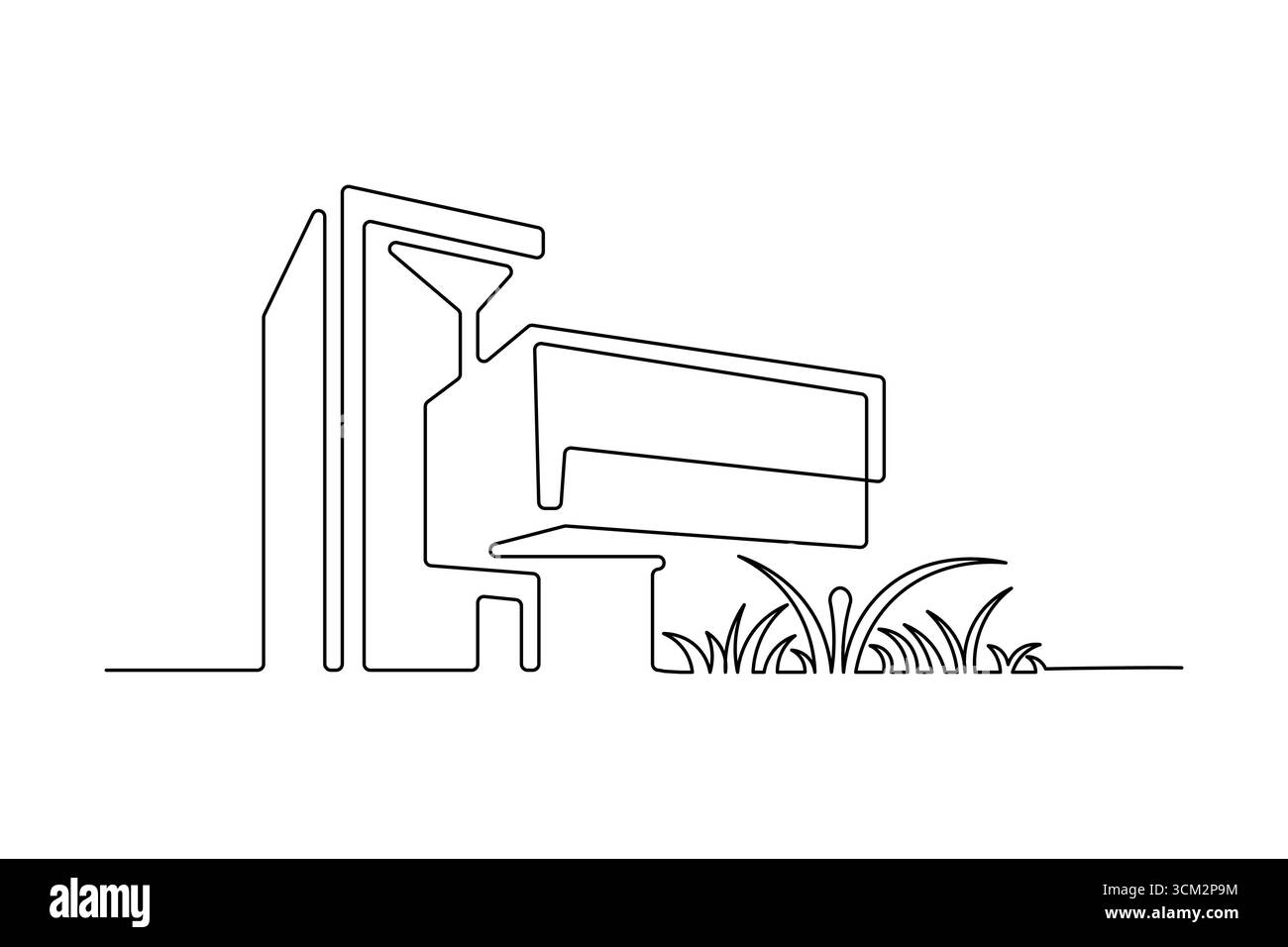 Dessin d'une ligne d'immeuble de bureaux contemporain Illustration de Vecteur