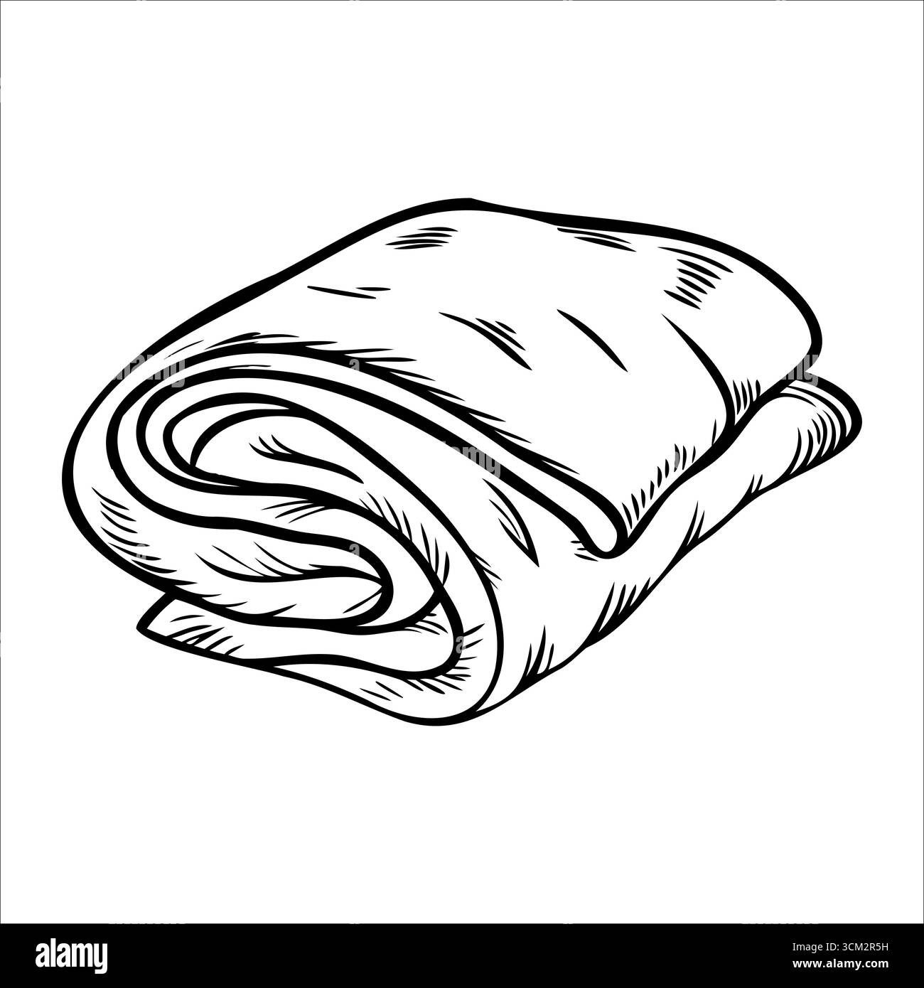 Une couverture enroulée en tissu doux, présentant un design simple et pratique. Idéal pour une utilisation à domicile ou des activités de plein air. Illustration de Vecteur