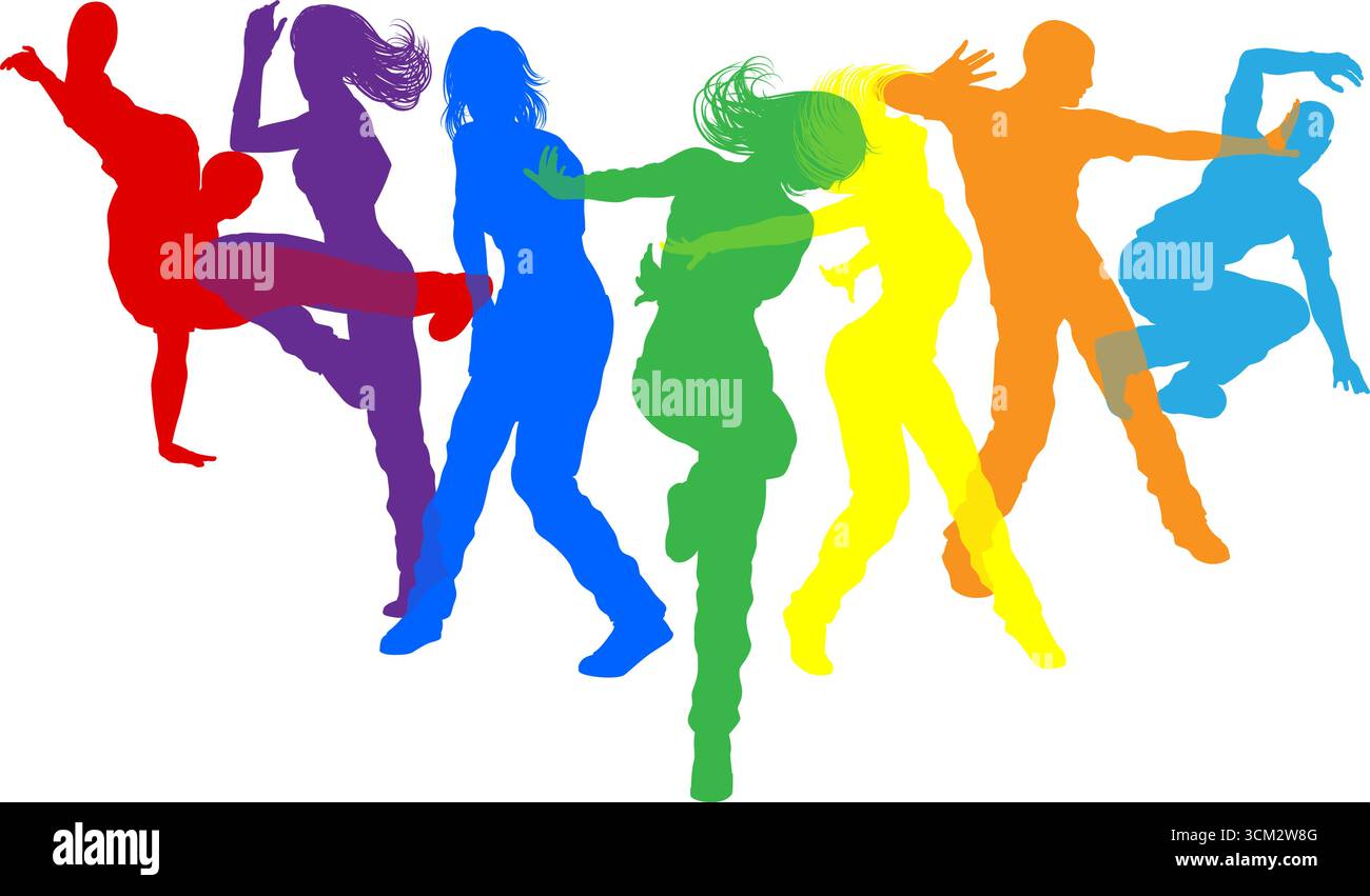 Danseurs Silhouette Street Dance pose silhouettes Illustration de Vecteur