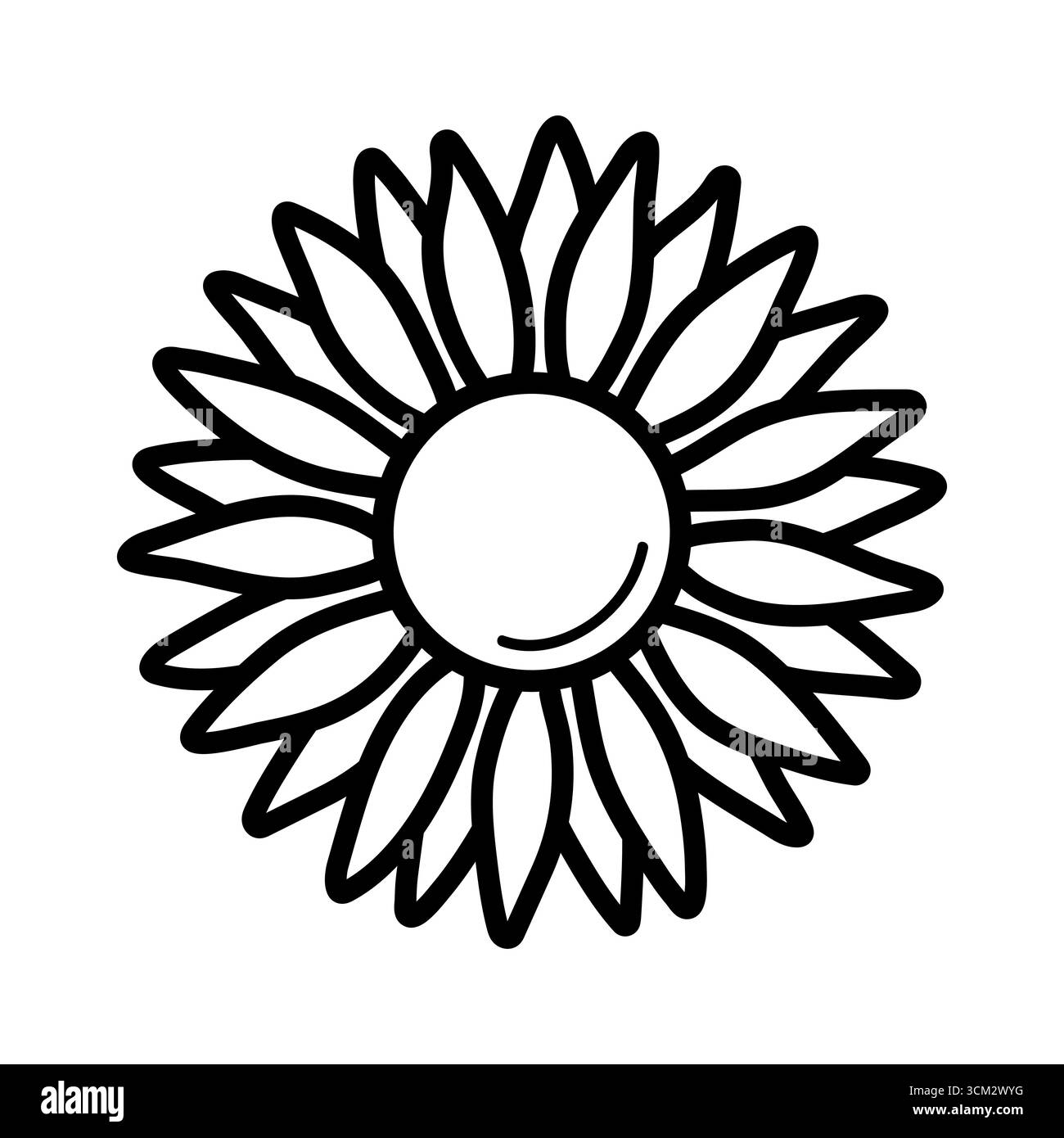 Tournesol. Icône dessinée à la main de croquis de fleur. Illustration vectorielle isolée dans le style de ligne doodle. Illustration de Vecteur