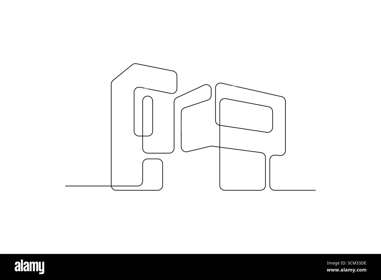 Dessin d'une ligne d'immeuble de bureaux contemporain Illustration de Vecteur