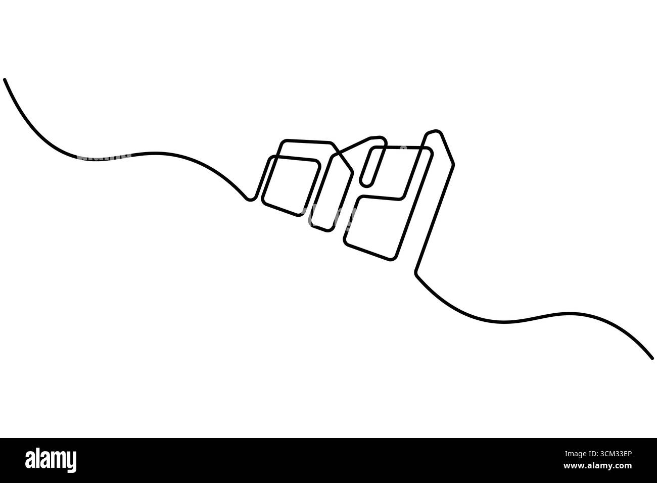 Dessin d'une ligne d'immeuble de bureaux contemporain Illustration de Vecteur