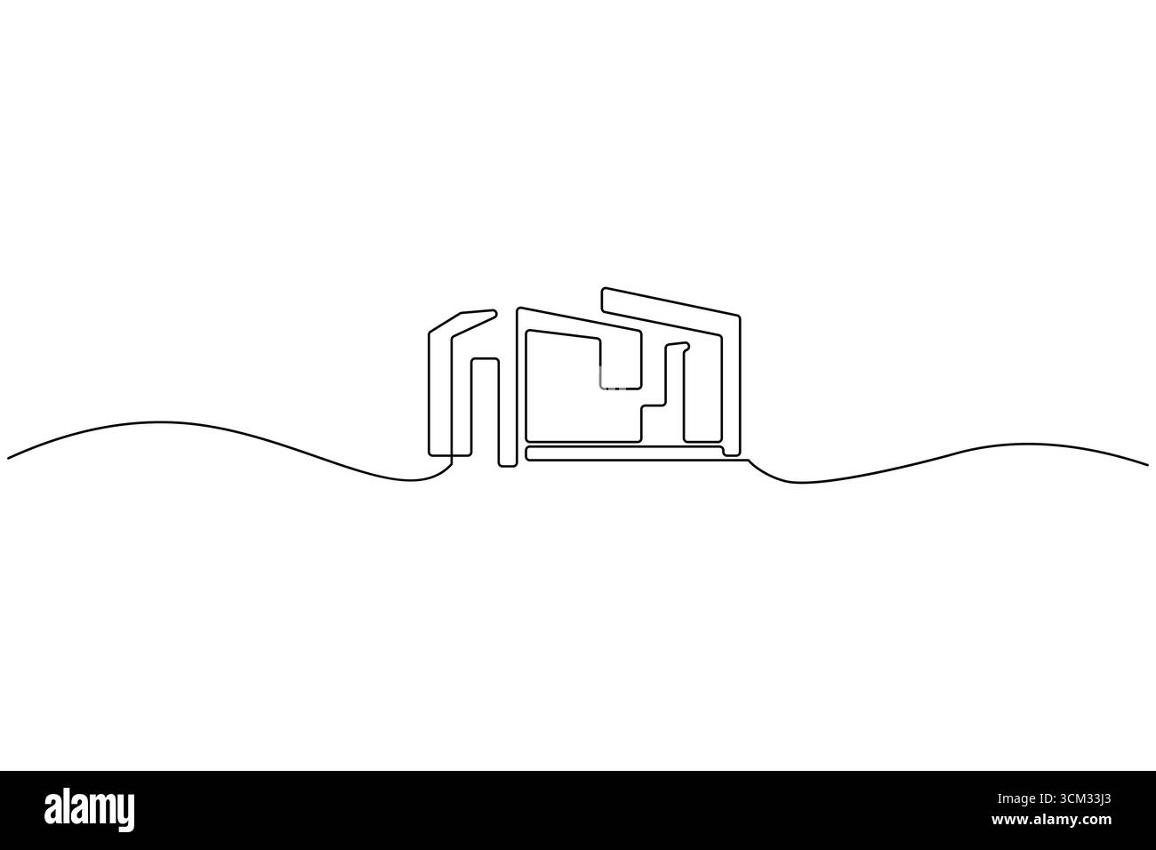 Dessin d'une ligne d'immeuble de bureaux contemporain Illustration de Vecteur