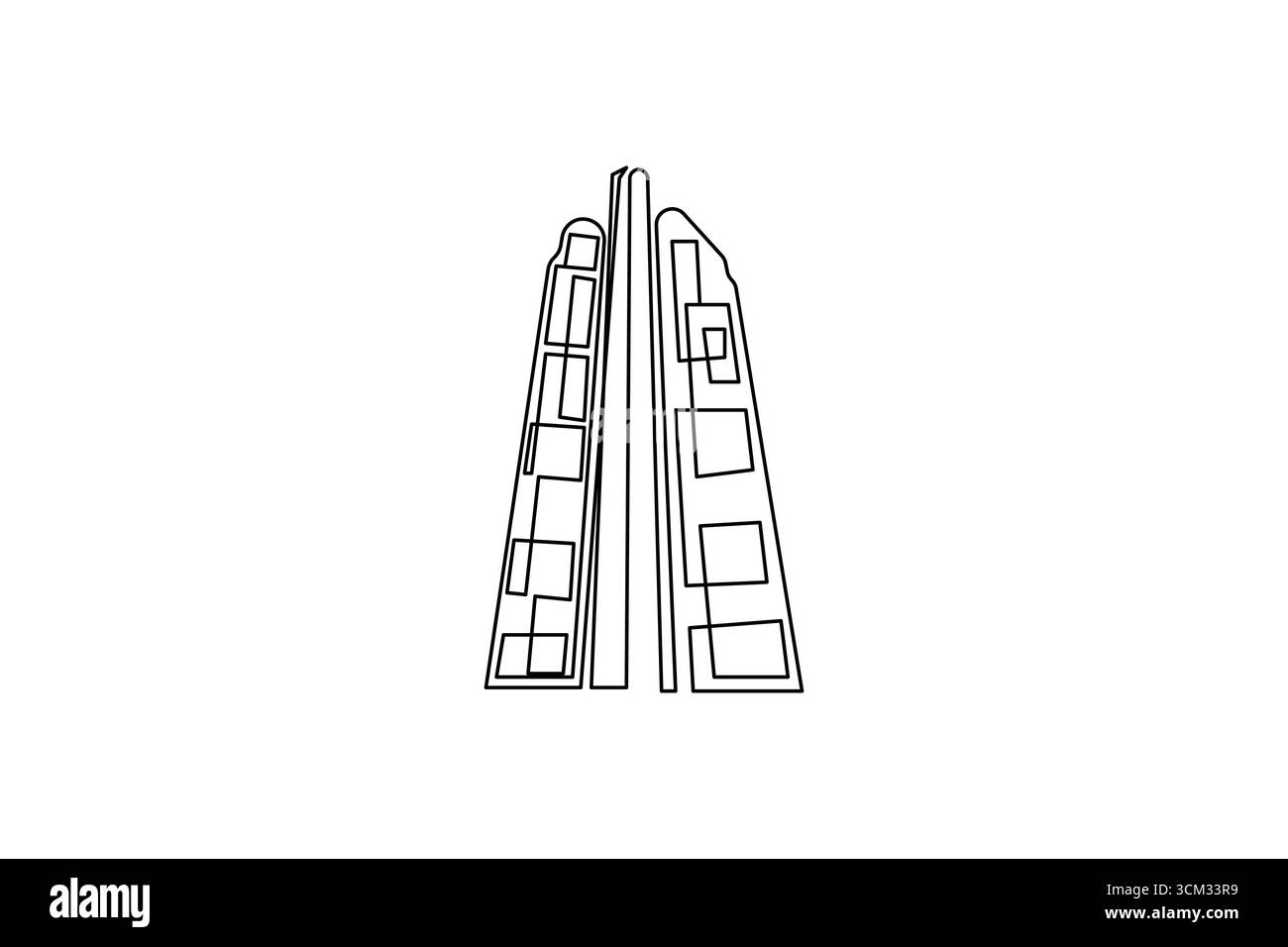 Dessin d'une ligne d'immeuble de bureaux contemporain Illustration de Vecteur