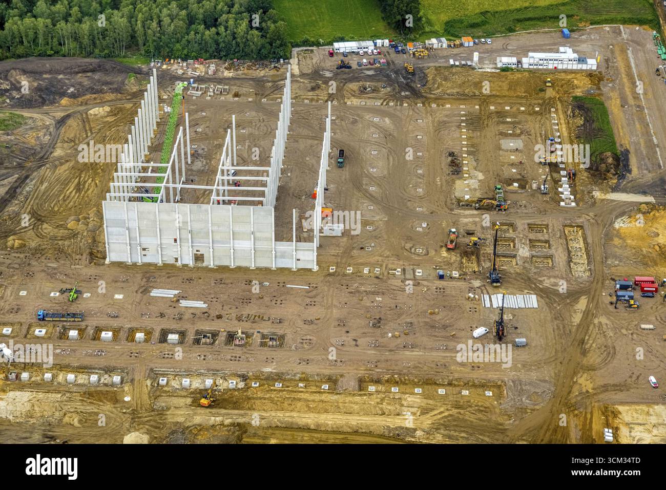 Vue aérienne, chantier de construction du parc industriel grosse Heide, ancienne mine Wulfen 1/2 de la mine Fuerst Leopold, Barkenberg, Dorsten, Ruhr Banque D'Images