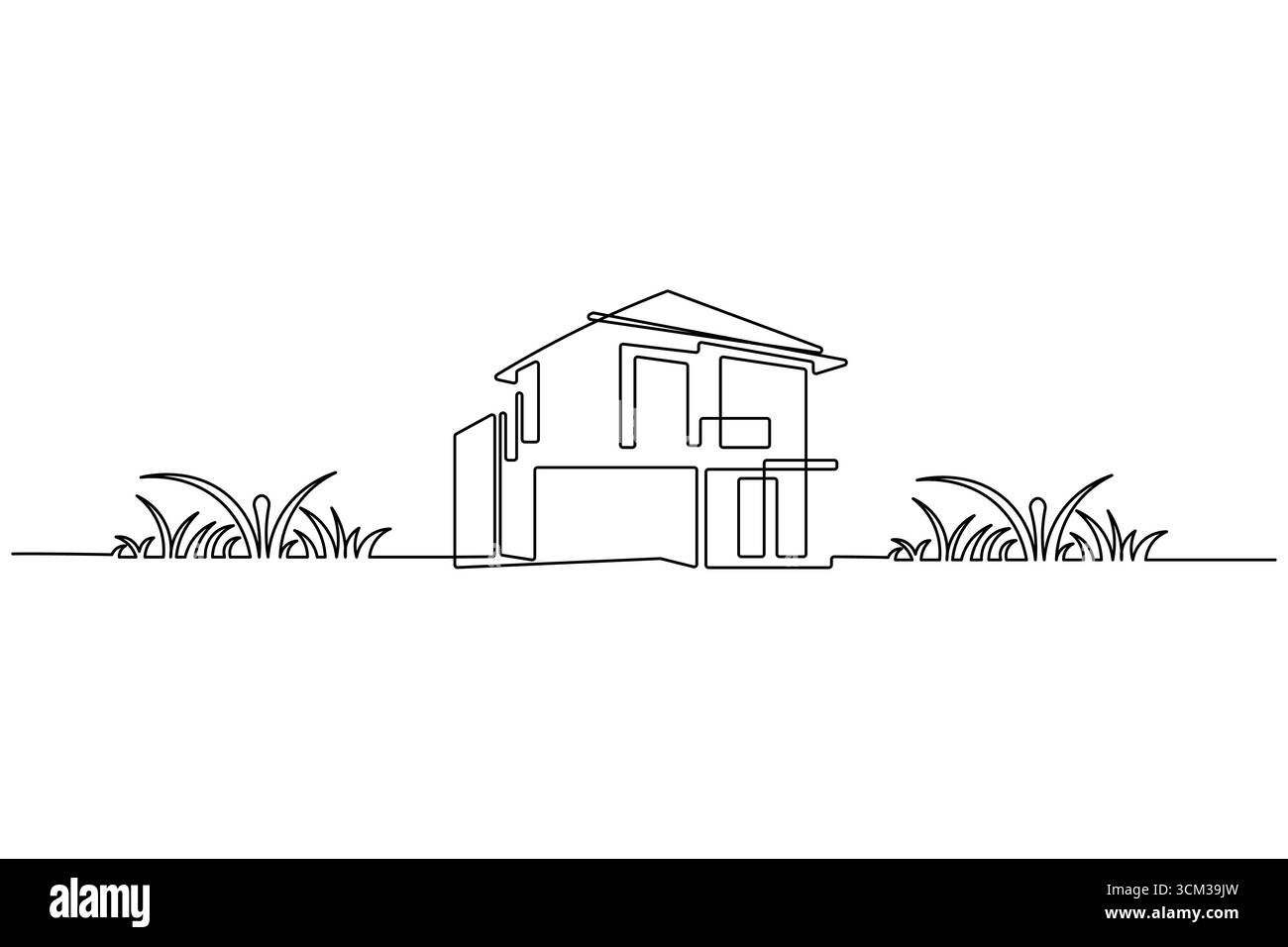 Dessin d'une ligne d'immeuble de bureaux contemporain Illustration de Vecteur