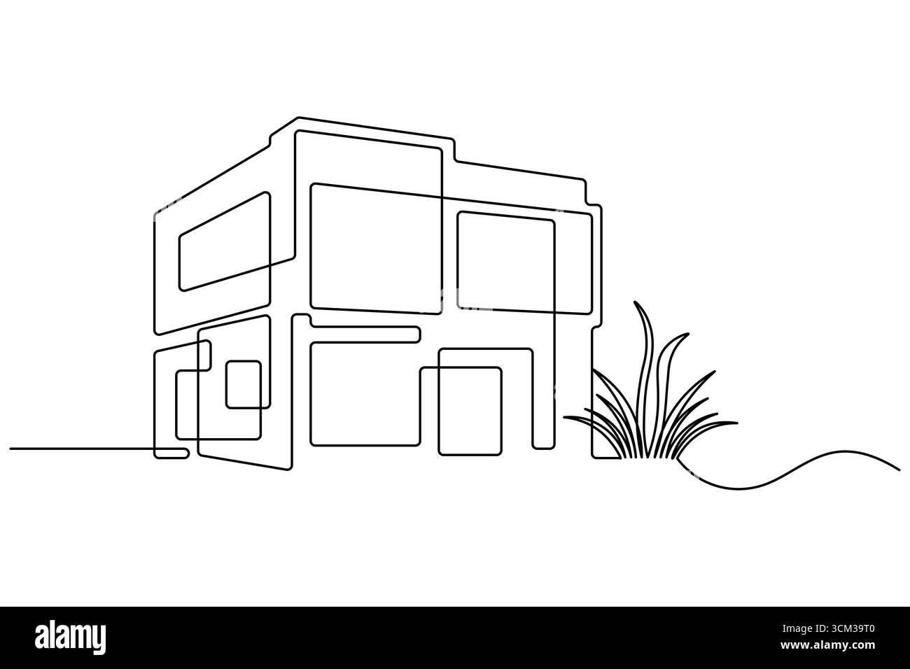 Dessin d'une ligne d'immeuble de bureaux contemporain Illustration de Vecteur