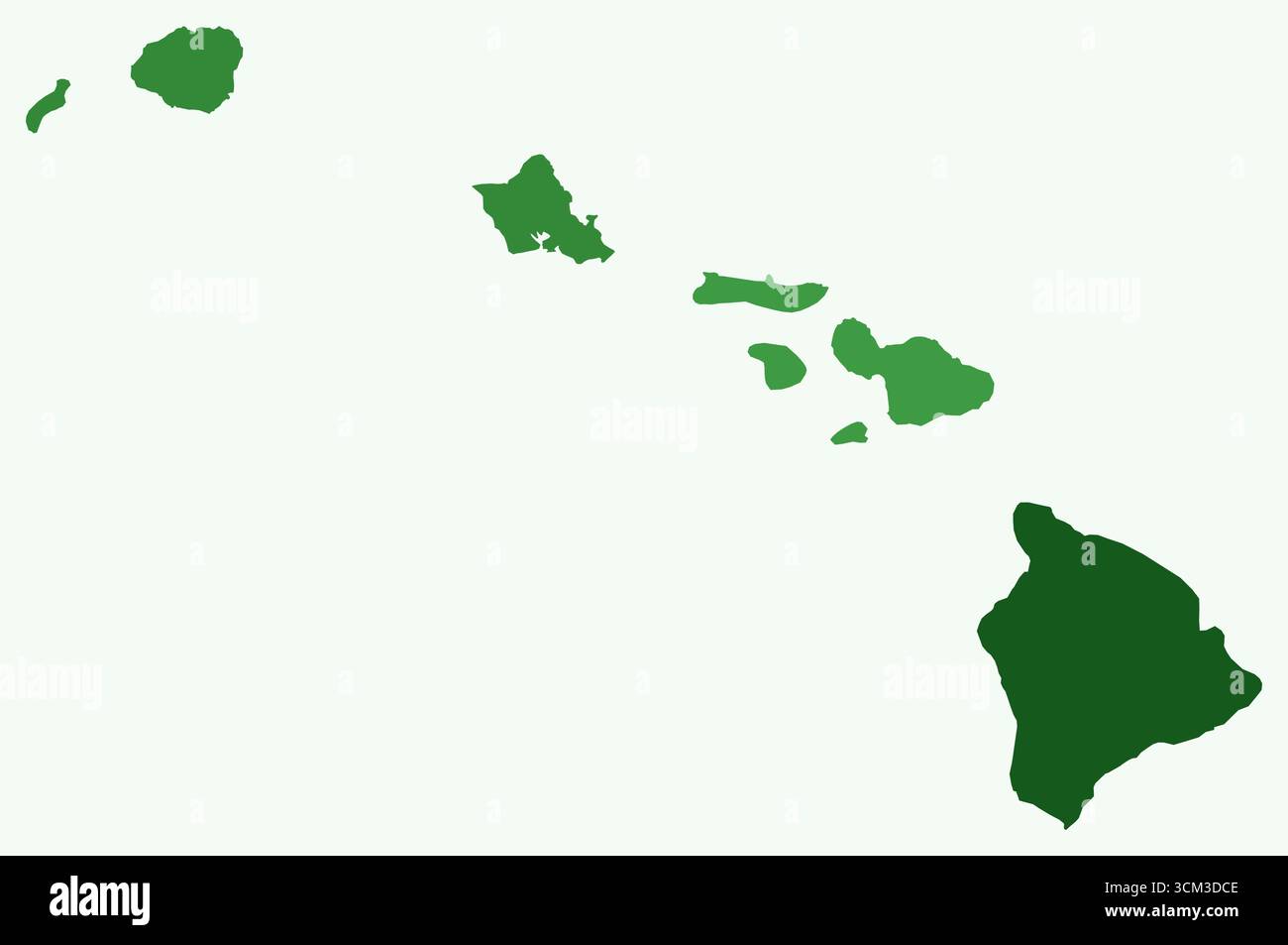 Carte d'Hawaï avec les comtés. Juste une simple carte de la frontière de l'État avec la division du comté. Palette de couleurs vertes. Illustration de Vecteur