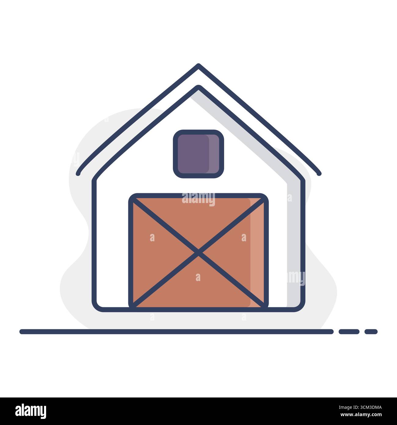 Une icône de dessin au trait simple d'une grange rustique. Ce symbole classique de la ferme et de la récolte est parfait pour les conceptions agricoles, rurales et à thème campagnard. Illustration de Vecteur