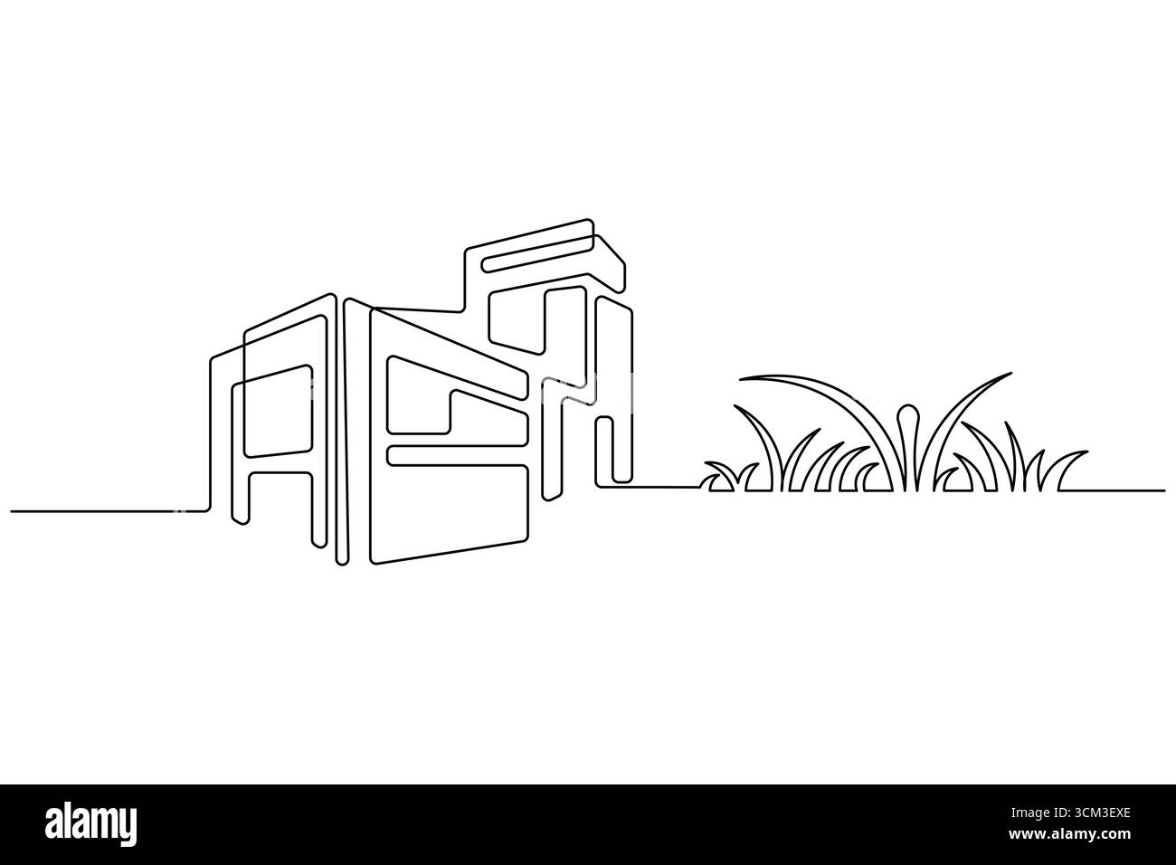 Dessin d'une ligne d'immeuble de bureaux contemporain Illustration de Vecteur