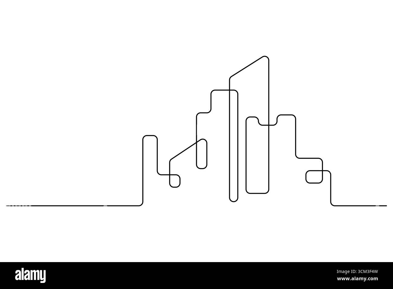 Dessin d'une ligne d'immeuble de bureaux contemporain Illustration de Vecteur
