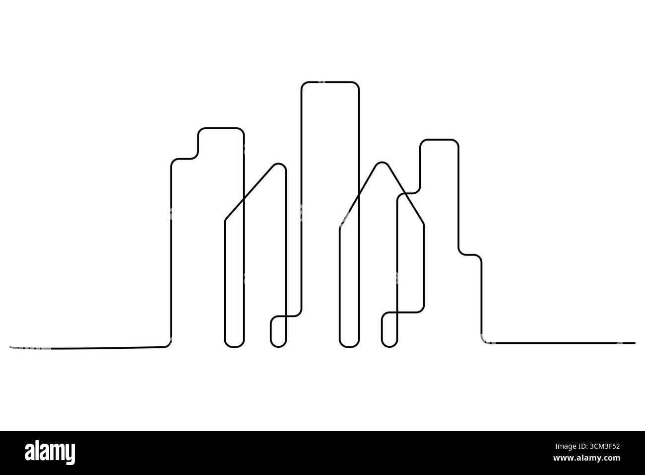 Dessin d'une ligne d'immeuble de bureaux contemporain Illustration de Vecteur