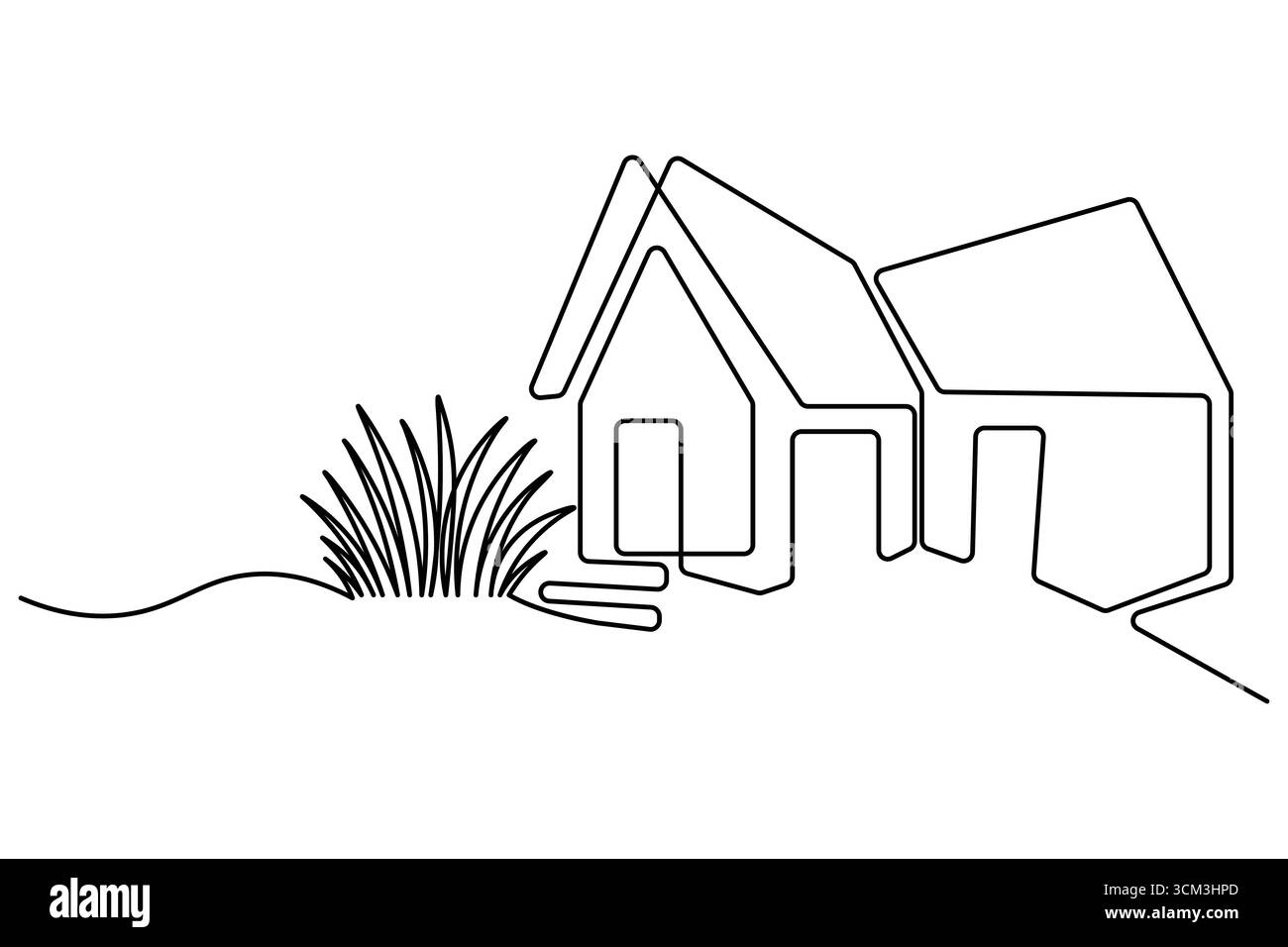 Dessin d'une ligne d'immeuble de bureaux contemporain Illustration de Vecteur