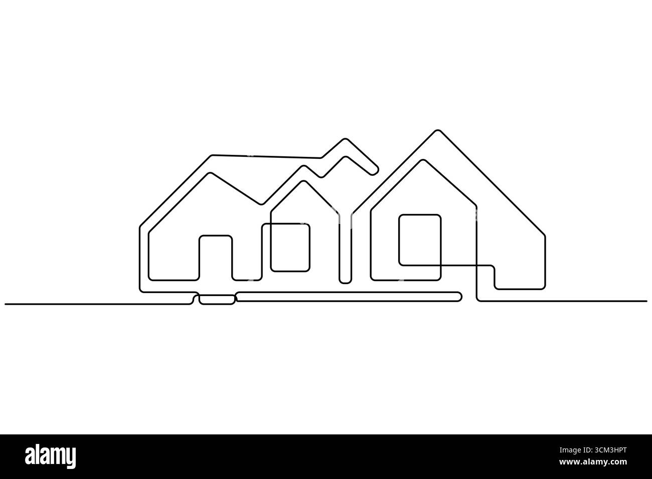 Dessin d'une ligne d'immeuble de bureaux contemporain Illustration de Vecteur