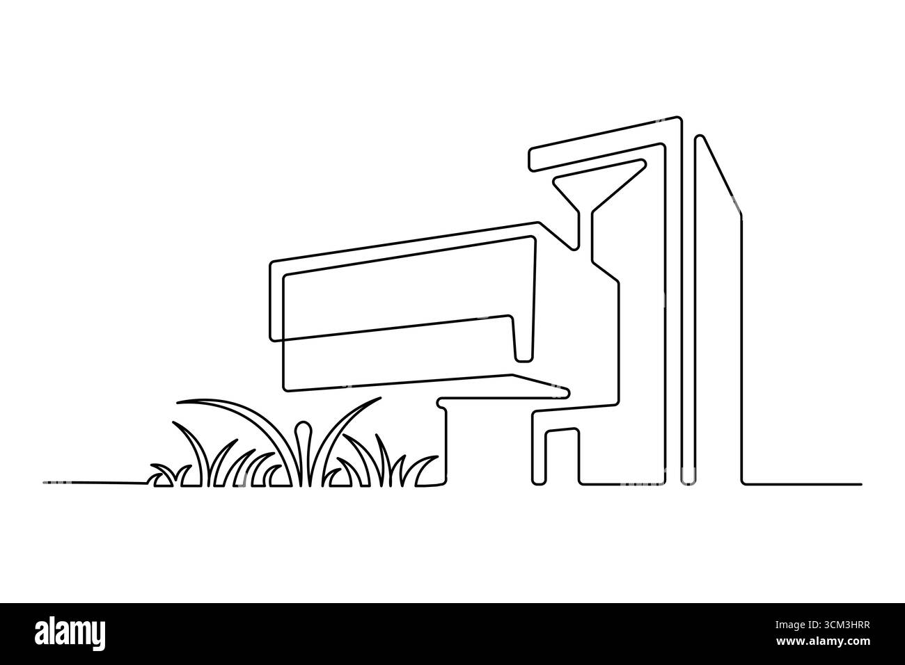 Dessin d'une ligne d'immeuble de bureaux contemporain Illustration de Vecteur