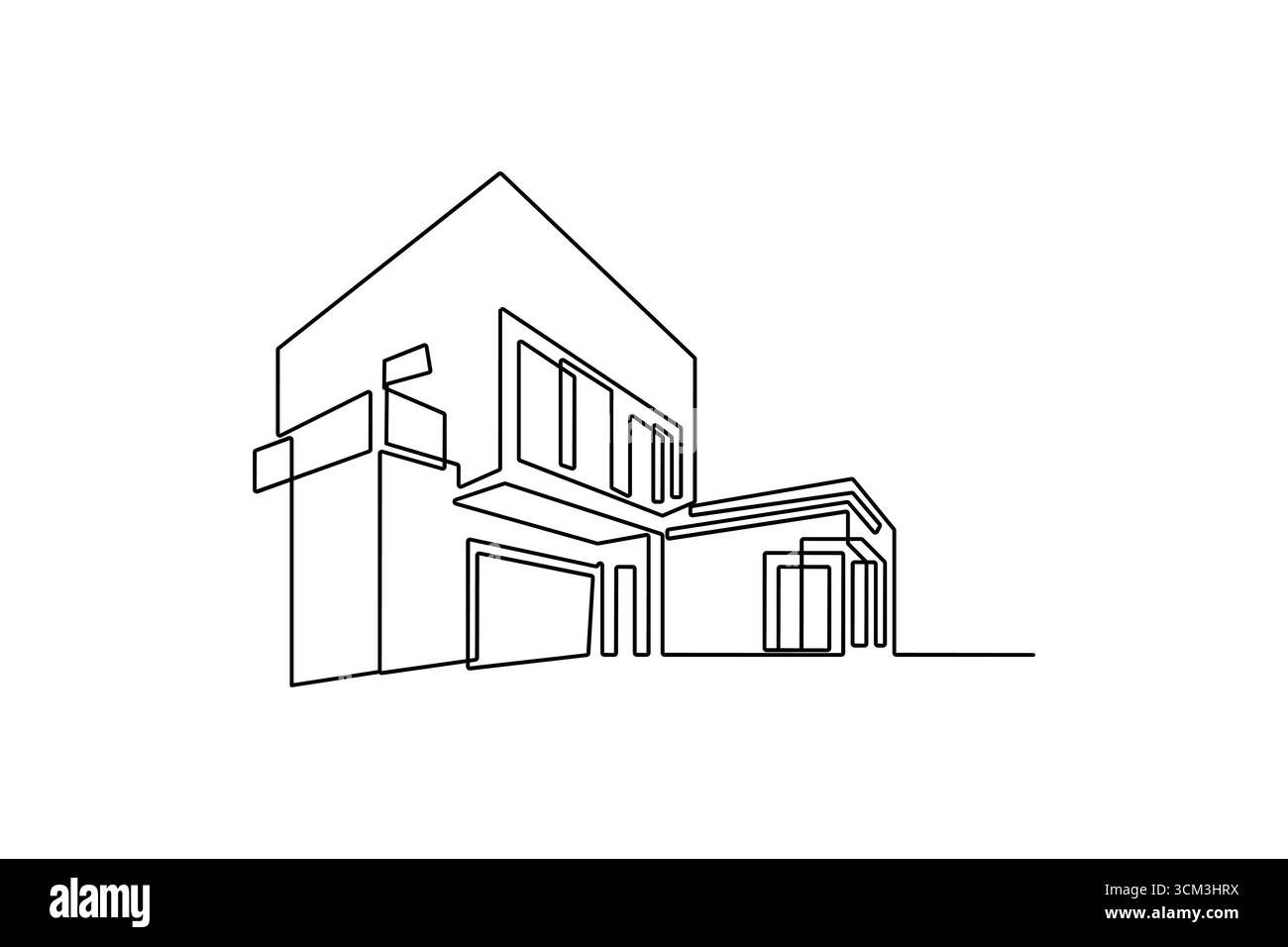 Dessin d'une ligne d'immeuble de bureaux contemporain Illustration de Vecteur