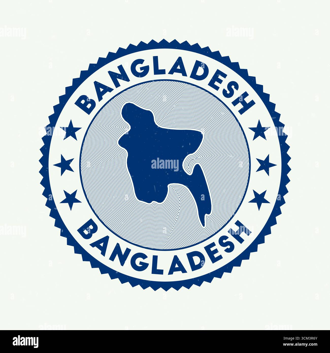Emblème du Bangladesh. Timbre rond de pays avec forme de Bangladesh, isolignes et texte rond. Magnifique badge. Illustration vectorielle authentique. Illustration de Vecteur