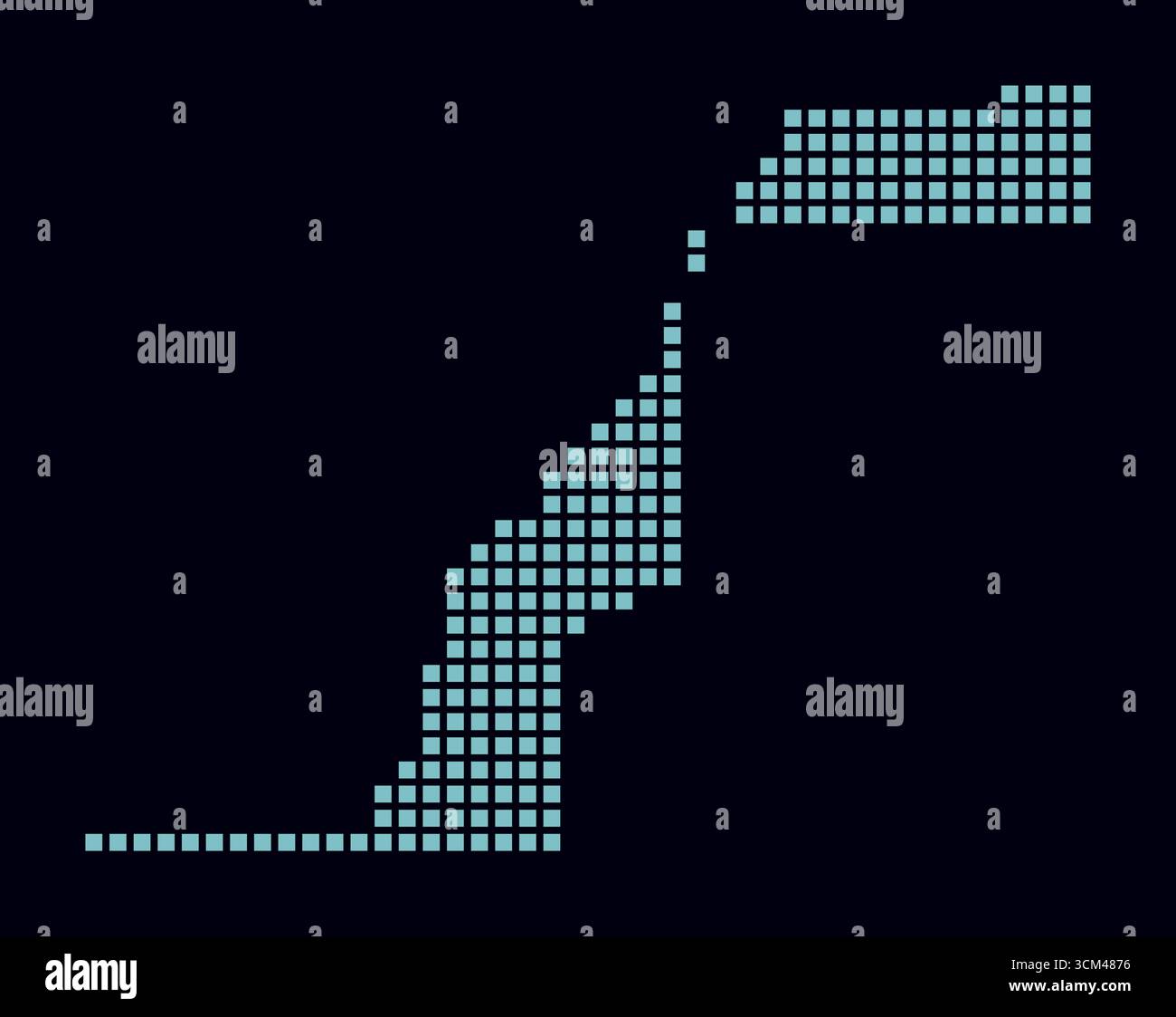 Carte pointillée du Sahara Occidental. Carte de style numérique du pays sur fond sombre. Forme du Sahara Occidental avec des points carrés. Style de points colorés. Illustration de Vecteur