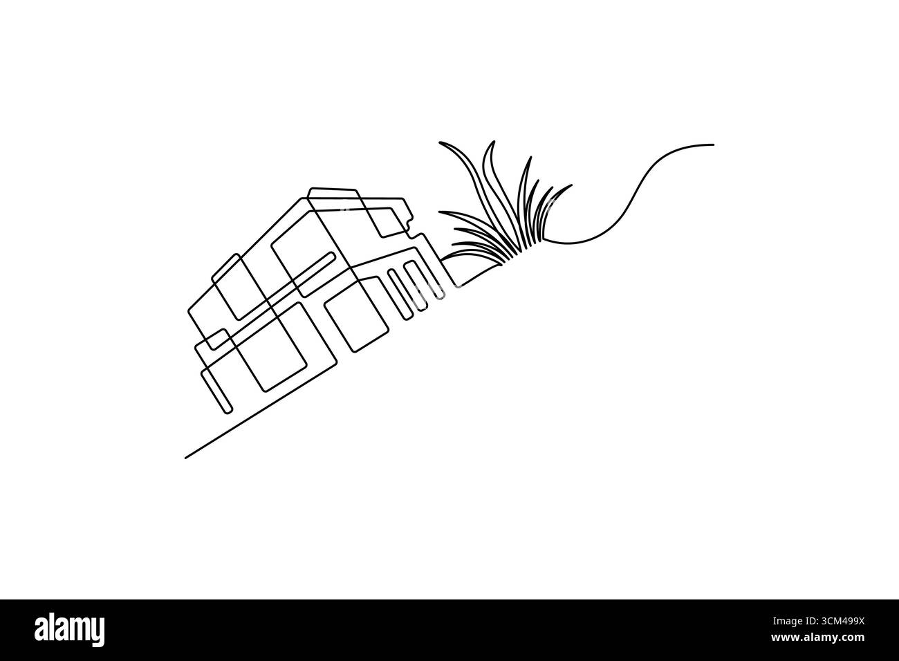 Dessin d'une ligne d'immeuble de bureaux contemporain Illustration de Vecteur