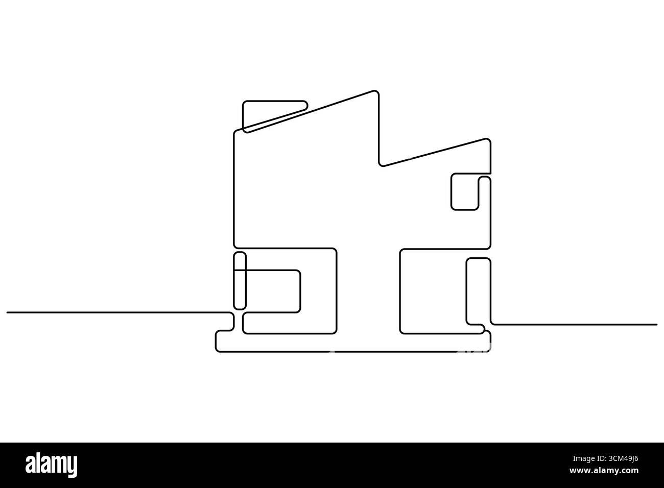 Dessin d'une ligne d'immeuble de bureaux contemporain Illustration de Vecteur