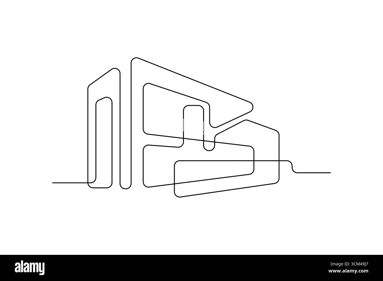 Dessin d'une ligne d'immeuble de bureaux contemporain Illustration de Vecteur