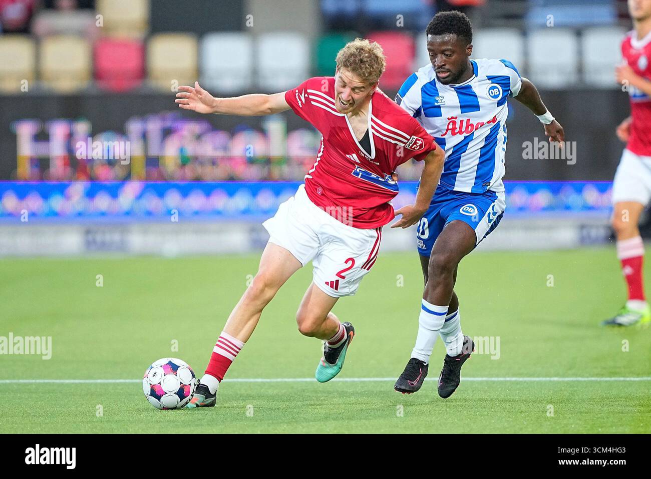 Silkeborg, Danemark. 14 septembre 2025. Superligakampen mellem Silkeborg IF og OB paa JYSK Park i Silkeborg soendag den 14. septembre 2025. Crédit : Ritzau/Alamy Live News Banque D'Images
