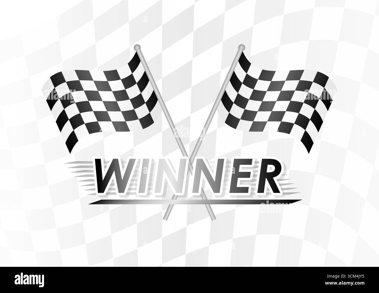 Gagnant. Fond de course avec le concept de texte gagnant. Drapeau damier de course. Concept de course automobile. Illustration vectorielle. Illustration de Vecteur