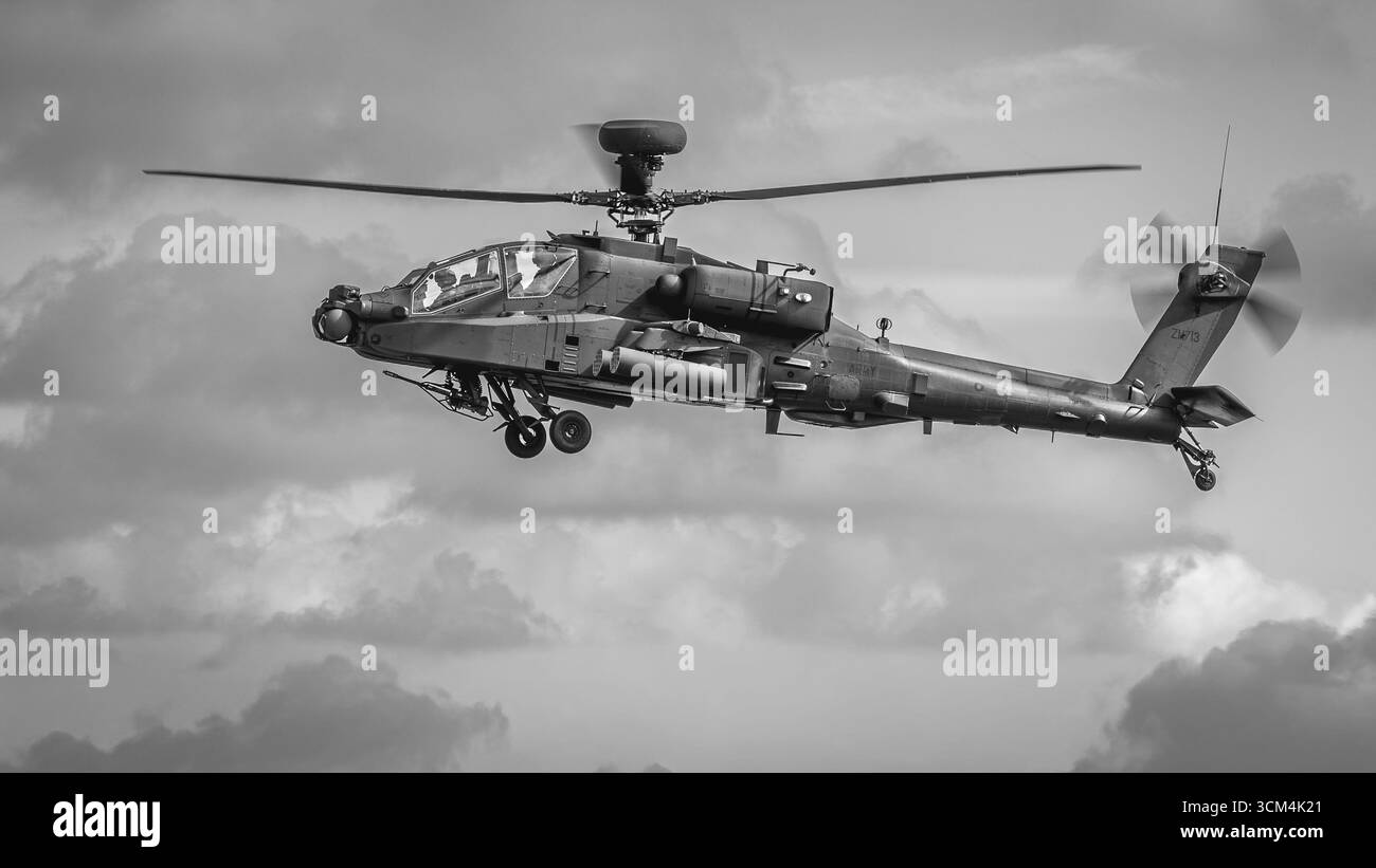 Army Air corps - Boeing AH-64E Apache, aéroporté au Royal International Air Tattoo le 18 juillet 2025. Banque D'Images
