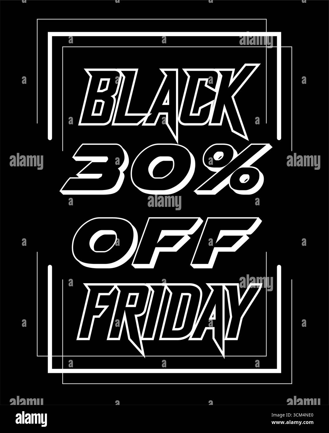 Événement de vente Black friday avec texte blanc en gras sur fond noir Illustration de Vecteur