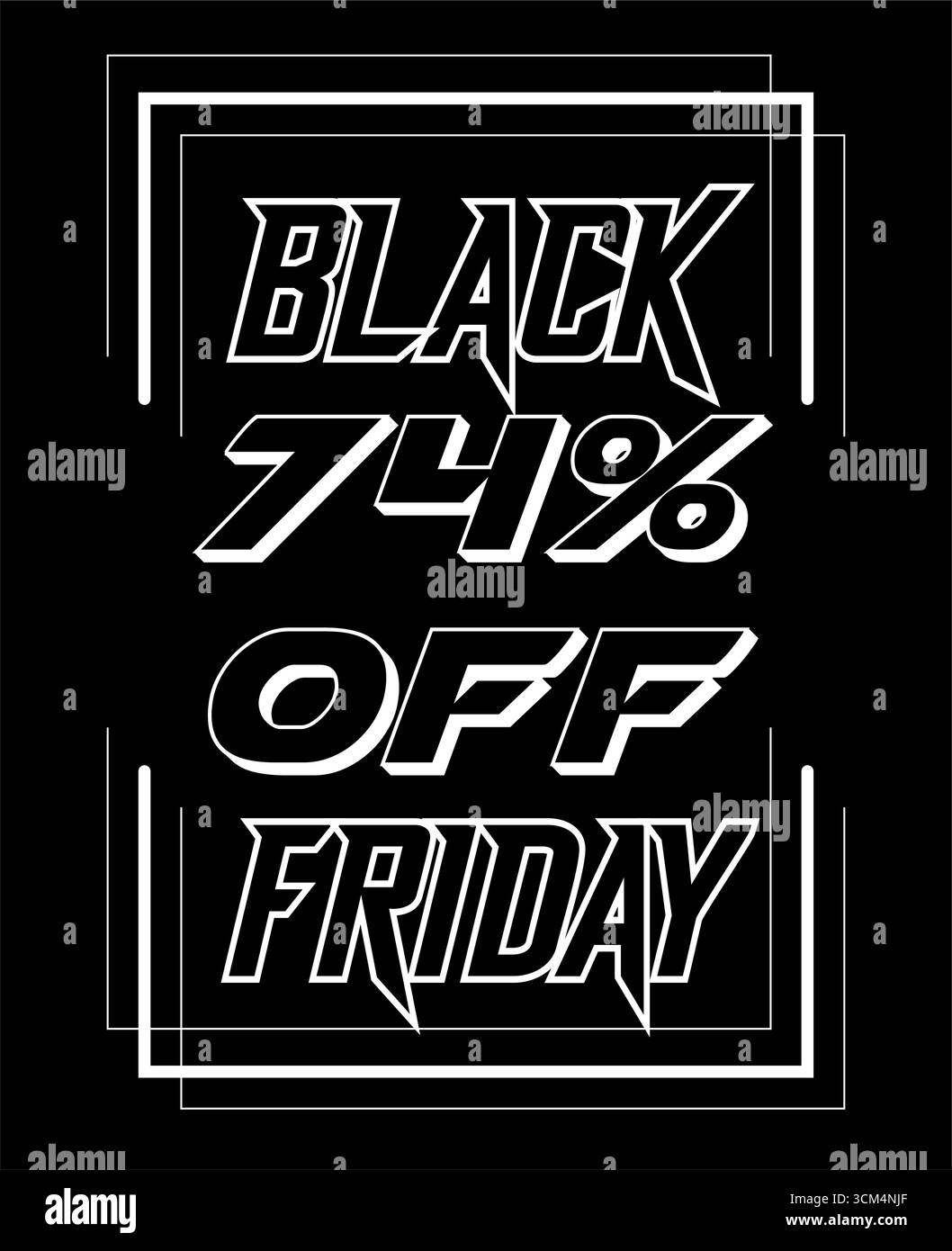 Événement de vente Black friday avec texte blanc en gras sur fond noir Illustration de Vecteur