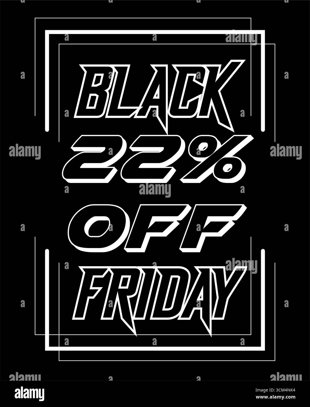 Événement de vente Black friday avec texte blanc en gras sur fond noir Illustration de Vecteur