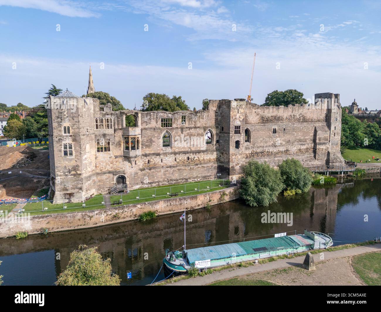 Vue aérienne du château de Newark, Newark-on-Trent, Nottinghamshire, Royaume-Uni. Banque D'Images
