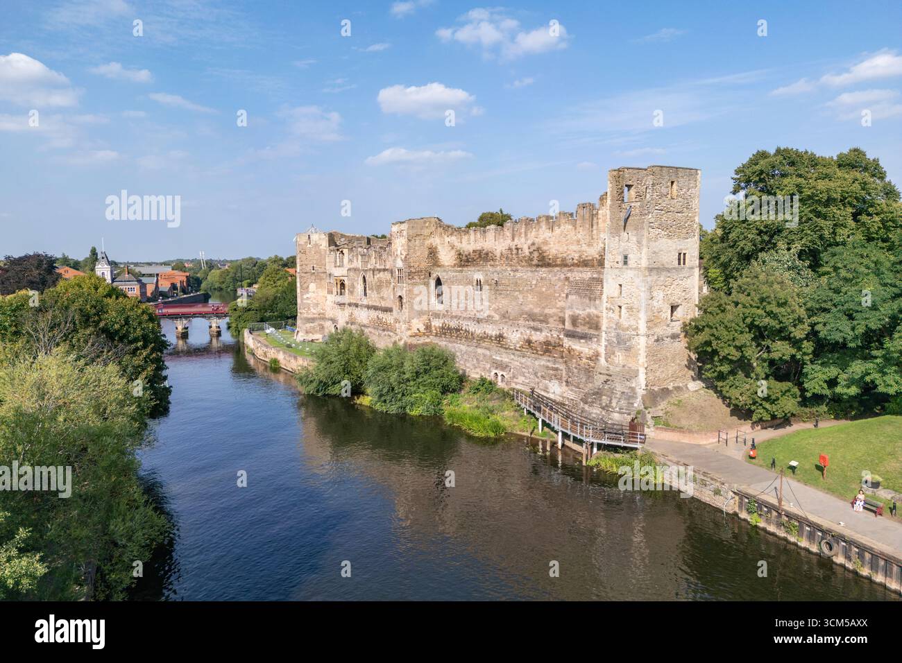 Vue aérienne du château de Newark, Newark-on-Trent, Nottinghamshire, Royaume-Uni. Banque D'Images