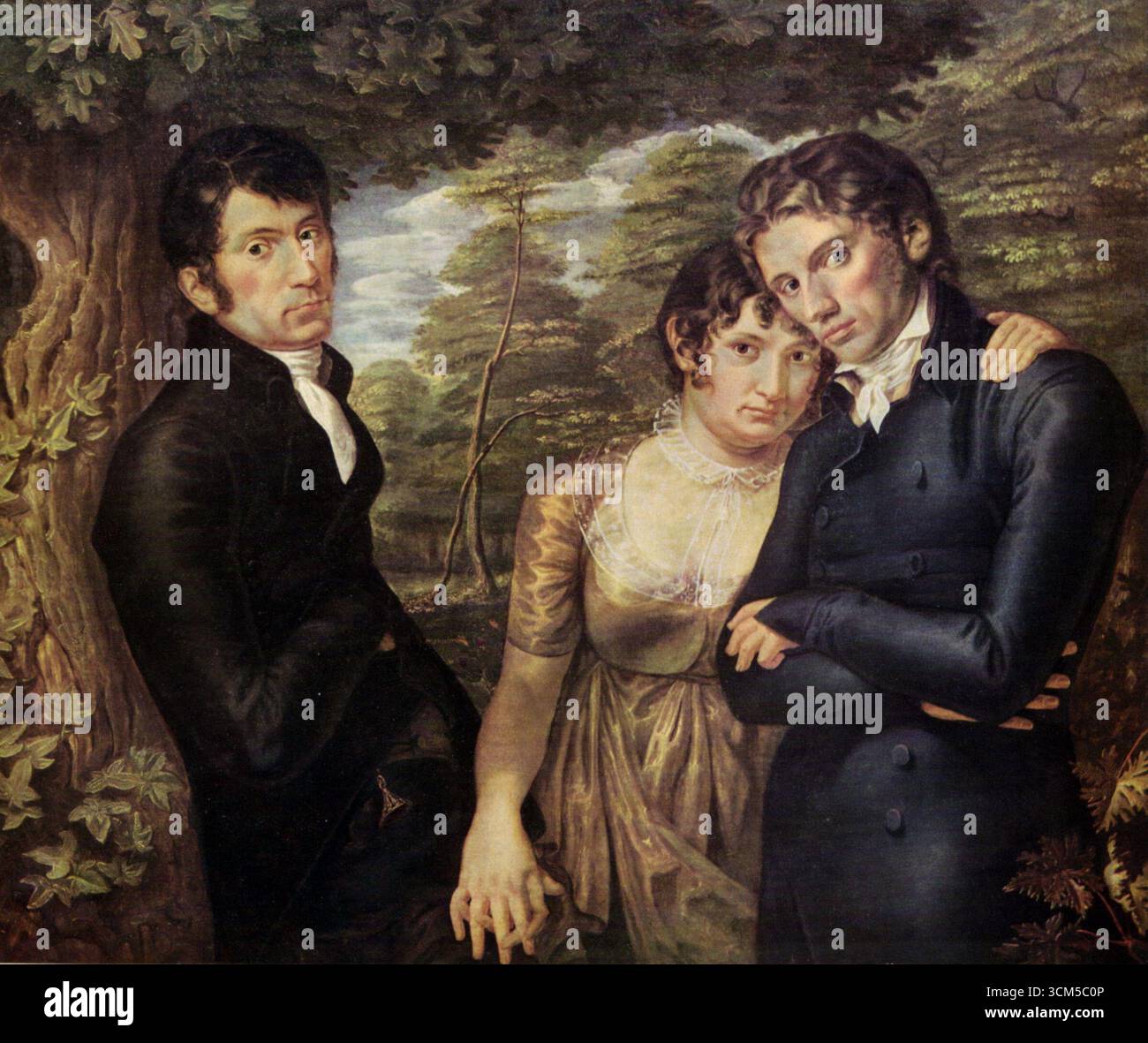 Nous trois, le frère de l'artiste Daniel, l'épouse de l'artiste Pauline, et autoportrait (1805), peinture de Philipp Otto Runge Banque D'Images