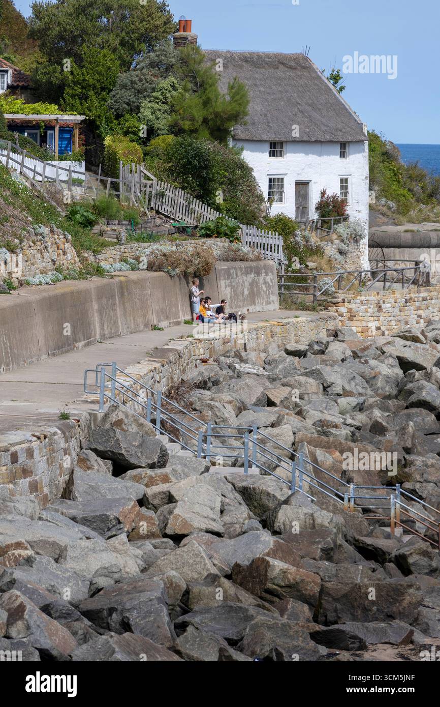 Runswick Bay un village balnéaire populaire sur la côte du Yorkshire dans le Yorkshire du Nord pendant l'été Banque D'Images