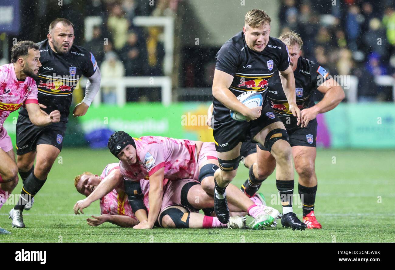 Freddie Lockwood de Newcastle Red Bulls lors du match de la Premiership Cup entre Newcastle Red Bulls et Harlequins à Kingston Park, Newcastle le vendredi 12 septembre 2025 (photo : Paul Jackson | MI News) crédit : MI News & Sport /Alamy Live News Banque D'Images