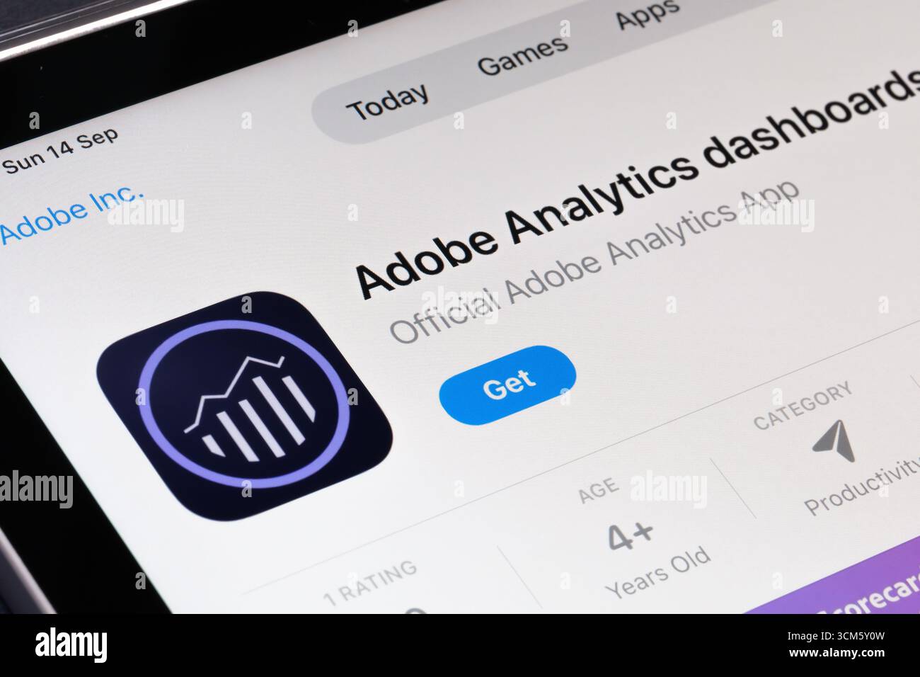 Application Adobe Analytics Authenticator Banque D'Images