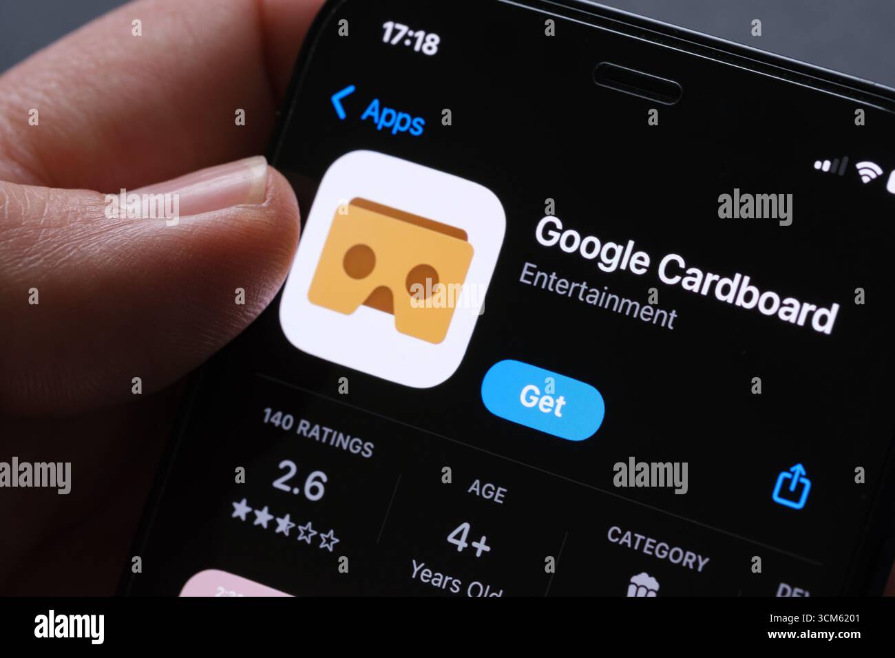 Application Google Cardboard Banque D'Images