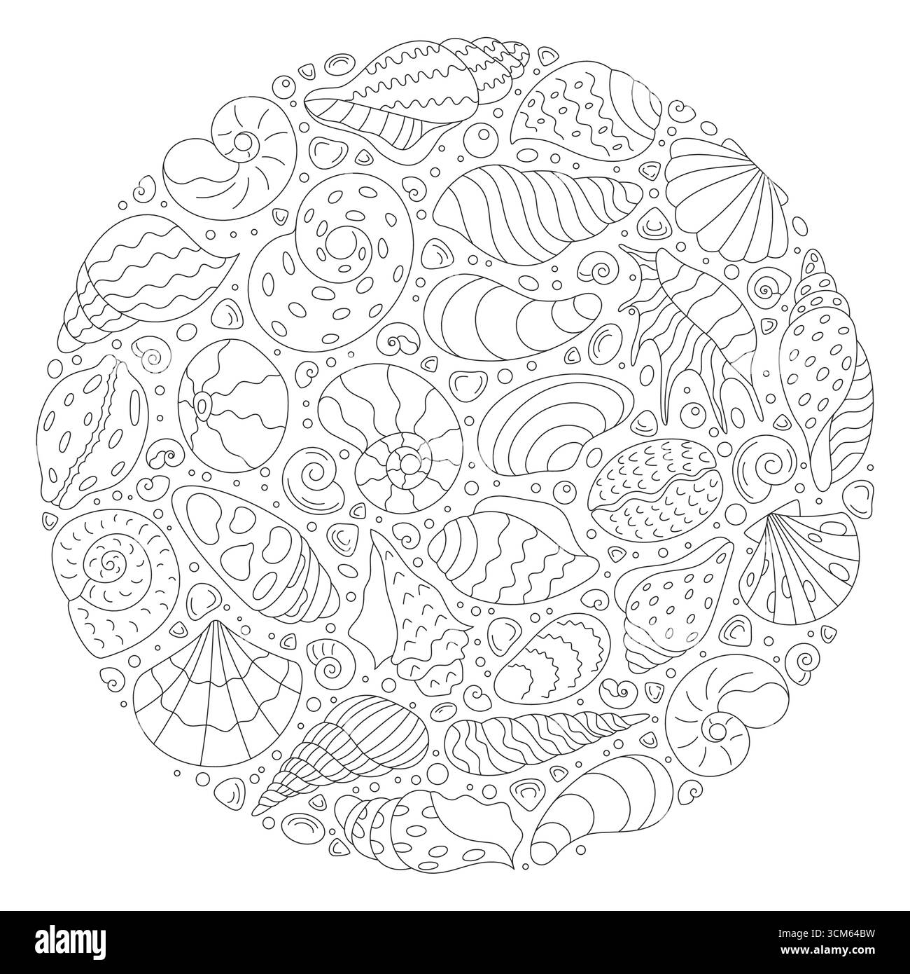 Autocollant rond sous-marin contour Sketch Illustration de Vecteur