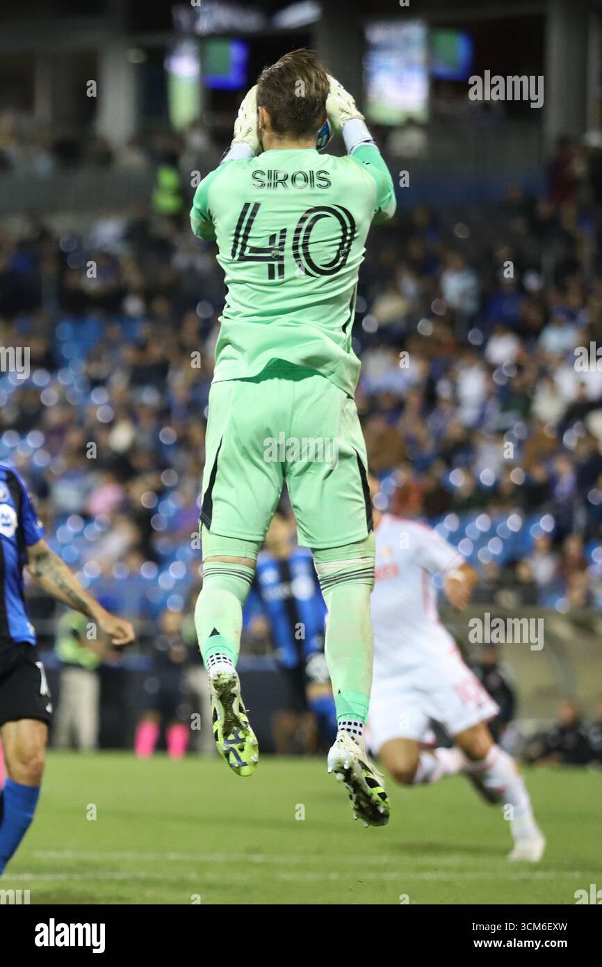 Montréal, Ciudad de Mexico, Canada. 13 septembre 2025. Le gardien Jonathan Sirois #40 de CF Montréal impact attrape lors du match de la Ligue majeure de soccer entre CF Montréal impact et Louis City SC au stade Saputo. Le 13 septembre 2025 à Montréal, Canada. (Crédit image : © Horacio Zamora Rios/eyepix via ZUMA Press Wire) USAGE ÉDITORIAL SEULEMENT ! Non destiné à UN USAGE commercial ! Banque D'Images
