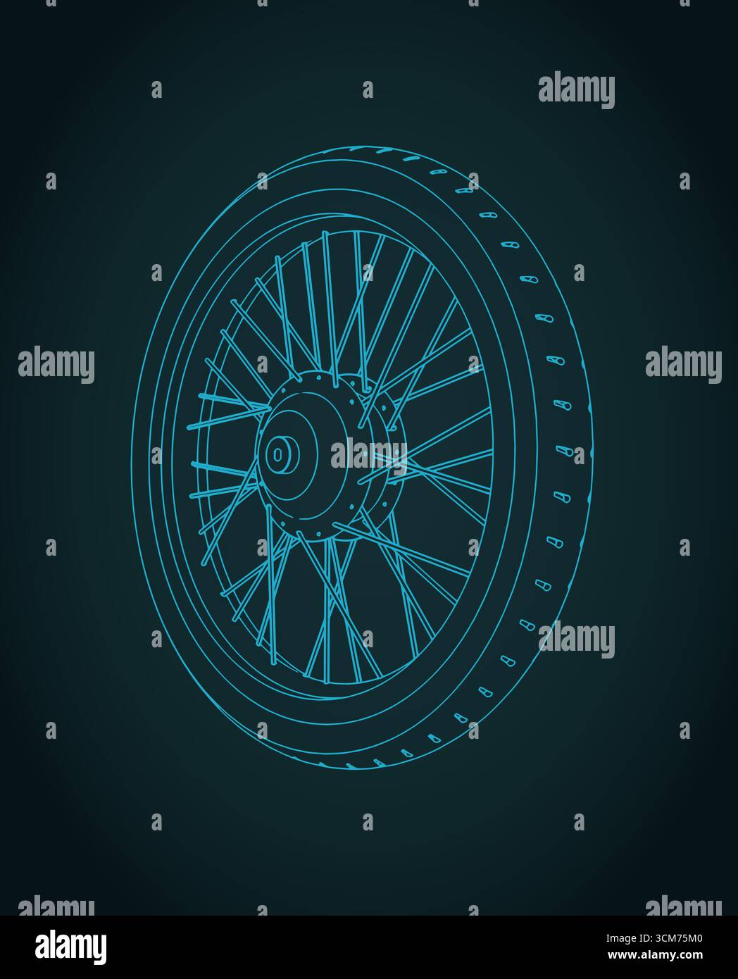 Illustration vectorielle stylisée de plan isométrique de roue de moto Illustration de Vecteur