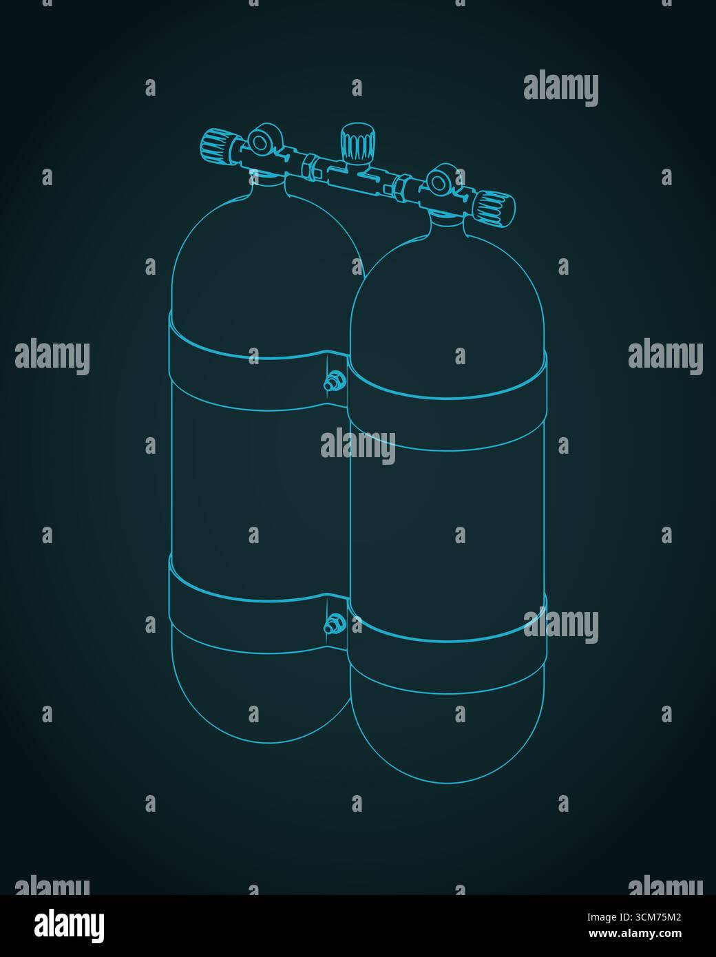 Bouteilles d'oxygène pour l'illustration vectorielle stylisée d'un plan isométrique de plongée Illustration de Vecteur