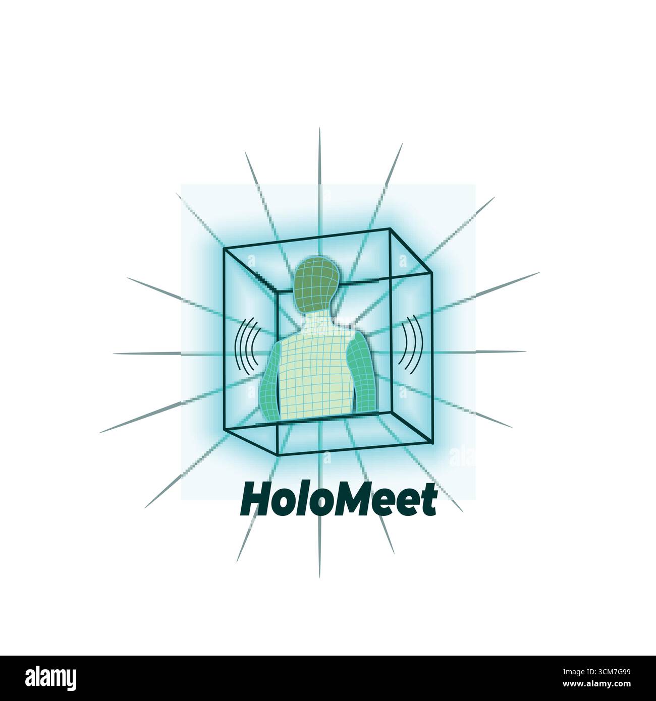 Icône de l'application HoloMeet Business : symbole de l'interface de réunion moderne Illustration de Vecteur